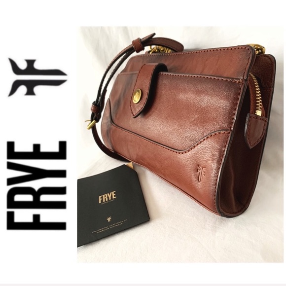 NWOT FRYE genuine leather crossbody cognac - Picture 3 of 8